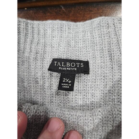NWOT Talbots Gray Pullover Wool 2x 2xp Petites Sweater Knit Winter Ski - Picture 2 of 6